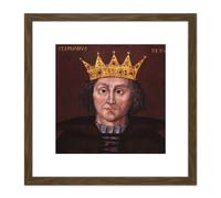 Artery8 Anonymous Portrait King Sephen England Painting 8X8 Inch Square Wooden Framed Wall Art Print Picture with Mount in Brown Artery8 Brown