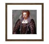 Artery8 Anonymous Portrait Queen Elizabeth I England Painting 8X8 Inch Square Wooden Framed Wall Art Print Picture with Mount in Brown Artery8 Brown