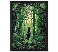 Artery8 Anthropomorphic Fox Silhouette Forest Art Nouveau Artwork Framed A3 Wall Art Print