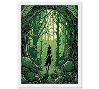 Artery8 Anthropomorphic Fox Silhouette Forest Art Nouveau Artwork Framed A3 Wall Art Print