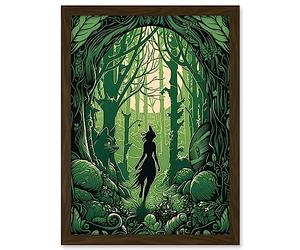 Artery8 Anthropomorphic Fox Silhouette Forest Art Nouveau Artwork Framed A3 Wall Art Print