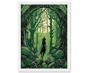 Artery8 Anthropomorphic Fox Silhouette Forest Art Nouveau Artwork Framed A3 Wall Art Print