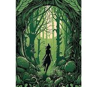 Artery8 Anthropomorphic Fox Silhouette Forest Art Nouveau Large Wall Art Poster Print Thick Paper 18X24 Inch