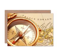 Artery8 Antique Brass Compass Over Old Canadian Map Goodbye Card Artery8 Multicolor