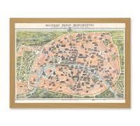 Artery8 Antique Garnier Paris Tourist City Map Plan A4 Artwork Framed Wall Art Print