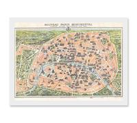 Antique Garnier Paris Tourist City Map Plan A4 Artwork Framed Wall Art Print Artery8 White One Size