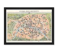 Artery8 Antique Garnier Paris Tourist City Map Plan Artwork Framed A3 Wall Art Print
