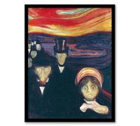 Artery8 Anxiety Figures Oil Painting Wall Art Print Framed Poster 12x16 inch Artwork By Munch : Expressionist Wall Art Perfect For Office Or Hallway Creating Thought And Visual Depth