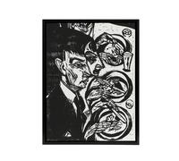 Artery8 Anxious Nervous People at Dinner Kirchner Black Framed Canvas Wall Art | Size: W18" x H24" Artery8 Black W18" x H24"