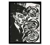 Artery8 Anxious Nervous People at Dinner Kirchner Framed Wall Art Print in Black | Size: A4 Artery8 Black A4