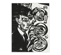 Artery8 Anxious Nervous People At Dinner Kirchner Wall Art Poster Print 12X16"