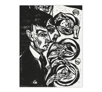 Artery8 Anxious Nervous People at Dinner Kirchner Wall Art Poster Print in Black | Size: W18" x H24" Artery8 Black W18" x H24"
