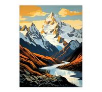 Artery8 Aoraki Mount Cook Artwork National Park New Zealand Snow Peaked Mountain Cloud Piercer Extra Large XL Wall Art Poster Print