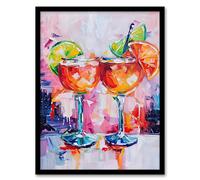 Aperol Spritz Cocktails Oil Painting Colourful Framed Art Print Artery8 Orange W12 inch x H16 inch