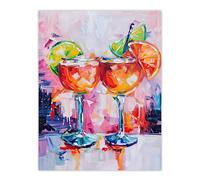 Aperol Spritz Cocktails Oil Painting Colourful Wall Art Print Artery8 Orange W24 inch x H32 inch