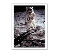 Artery8 Apollo 11 Astronaut Aldrin Armstrong 50th Anniversary Moon Landing Large Framed Art Print Poster Wall Decor 18x24 in