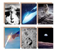 Artery8 Apollo 11 Astronaut Aldrin Armstrong NASA 50th Anniversary Moon Landing All Occasions Various Assorted Greeting Cards With Envelopes Pack of 6 Artery8 Multicolor