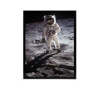 Artery8 Apollo 11 Moon Landing Astronaut Buzz Aldrin Framed Canvas Wall Art Print in Grey | Size: W18" x H24" Artery8 Grey W18" x H24"