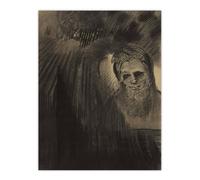 Artery8 Apparition Eerie Charcoal Painting Redon Vintage Wall Art Print Poster in Grey | Size: W12" x H16" Artery8 Grey W12" x H16"