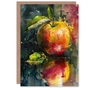 Artery8 Greeting Card Apple Still Life Modern Artwork Fruit Mirror Blank For Him Or Her Art Birthday Card