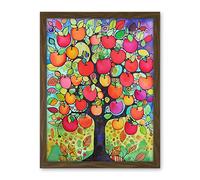 Artery8 Apple Tree Folk Art Bright Watercolour Painting Artwork Framed Wall Art Print 18X24 Inch