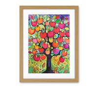 Artery8 Apple Tree Folk Art Bright Watercolour Painting Artwork Framed Wall Art Print 18X24 Inch