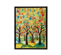 Artery8 Apple Tree Orchard Abstract Folk Art Framed Canvas Wall Art Print | Size: W24" x H32" Artery8 Multicolor W24" x H32"