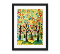 Artery8 Apple Tree Orchard Abstract Folk Art Landscape Watercolour Painting Artwork Framed Wall Art Print 18X24 Inch