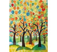 Artery8 Apple Tree Orchard Abstract Folk Art Landscape Watercolour Painting Large Wall Art Poster Print Thick Paper 18X24 Inch