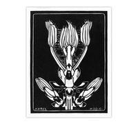 Artery8 April Flower Vintage Black White Vintage Wall Art Print Graag | Size: W18" x H24" Artery8 Black W18" x H24"