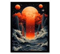 Artery8 Aquarius Zodiac Sign Space Seascape Concept Art Living Room Artwork Framed Wall Art Print 18X24 Inch