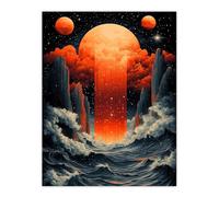 Artery8 Aquarius Zodiac Sign Space Seascape Concept Art Living Room Large Wall Art Poster Print Thick Paper 18X24 Inch