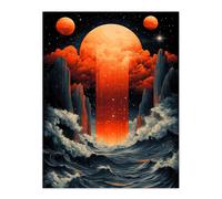 Artery8 Aquarius Zodiac Sign Space Seascape Concept Art Living Room Extra Large XL Wall Art Poster Print