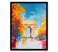 Arc De Triomphe Paris Champs Elysees Abstract Framed Art Print Artery8 Blue A4