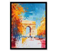 Artery8 Arc De Triomphe Paris Champs Elysees Abstract Framed Art Print in Blue | Size: W12" x H16" Artery8 Blue W12" x H16"
