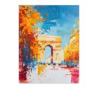 Arc De Triomphe Paris Champs Elysees Abstract Wall Art Print Artery8 Blue W24 inch x H32 inch