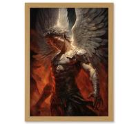 Artery8 Archangel Michael Powerful Warrior Conceptual Artwork Champion of Justice Armour Angel Wings Artwork Framed Wall Art Print A4