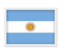 Artery8 Argentina National Flag Patriotic Vexillology World Flags Country Region Poster Artwork Framed Wall Art Print A4