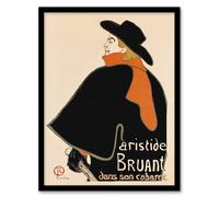Artery8 Aristide Bruant in his Cabaret Vintage Framed Wall Art Print Lautrec in Orange | Size: A4 Artery8 Orange A4