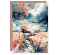 Artery8 Greeting Card Arles Wheat Fields Storm Clouds Watercolour Blank For Him Or Her Art Birthday Card
