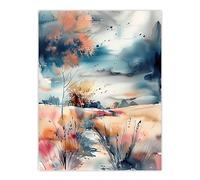 Artery8 Arles Wheat Fields Storm Clouds Watercolour Living Room Large Wall Art Poster Print Thick Paper 18X24 Inch