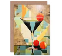 Artery8 Art Deco Martini for Him or Her Man Woman Birthday Thank You Congratulations Blank Art Greeting Card