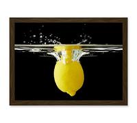 Artery8 Art Photography Yellow Lemon Splash Water Black A4 Artwork Framed Wall Art Print