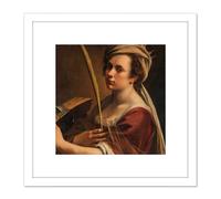 Artery8 Artemisia Gentileschi Self Portrait 8X8 Inch Square Wooden Framed Wall Art Print Picture with Mount in White Artery8 White