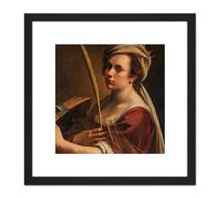 Artery8 Artemisia Gentileschi Self Portrait 8X8 Inch Square Wooden Framed Wall Art Print Picture with Mount in Black Artery8 Black