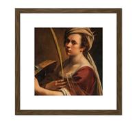 Artery8 Artemisia Gentileschi Self Portrait 8X8 Inch Square Wooden Framed Wall Art Print Picture with Mount in Brown Artery8 Brown