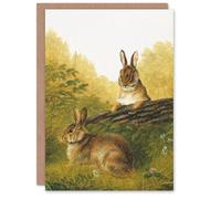 Artery8 Arthur Fitzwilliam Tait Art Card Rabbits on a Log Oil Painting
