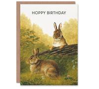 Artery8 Arthur Fitzwilliam Tait Personalised Birthday Card Rabbits on a Log Hoppy Pun