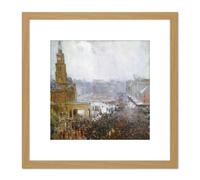 Artery8 Arthur Streeton Firemans Funeral George Street 8X8 Inch Square Wooden Framed Wall Art Print Picture with Mount in Light Oak Artery8 Light Oak