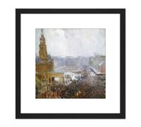 Artery8 Arthur Streeton Firemans Funeral George Street 8X8 Inch Square Wooden Framed Wall Art Print Picture with Mount in Black Artery8 Black